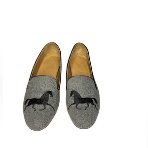 J. Crew Women’s Addie Gallop Horse Loafers Gray Wool Slip On Size 6